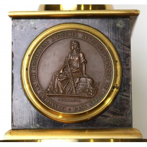 Deutschland, Patriotischer Briefbeschwerer mit Medaille von der Berliner Handelswarenausstellung 1844