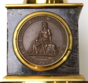 Allemagne, presse-papier patriotique avec médaille de l'exposition de produits commerciaux de Berlin 1844