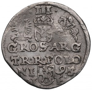 Zygmunt III Waza, Trojak 1595, Olkusz - nieopisany przebitka daty