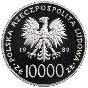 Polská lidová republika, 10 000 zlotých 1989 - Jan Pavel II., půlčíslo