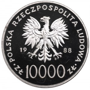 Polská lidová republika, 10 000 zlotých 1988 Jan Pavel II., Tenký kříž