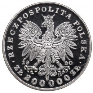 Tretia Poľská republika, 200 000 zl 1990, Fryderyk Chopin - VEĽKÝ TRIPTIT PCGS PR68 Deep Cameo