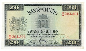 Gdańsk , 20 guldenów 1937 - K/A
