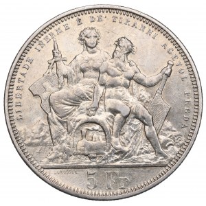 Švýcarsko, 5 franků 1883 - Luganská střelecká slavnost