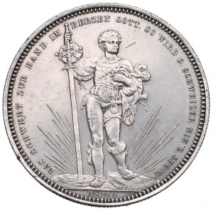 Svizzera, 5 franchi 1879 - festa del tiro a segno Basilea