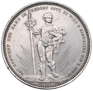Svizzera, 5 franchi 1879 - festa del tiro a segno Basilea