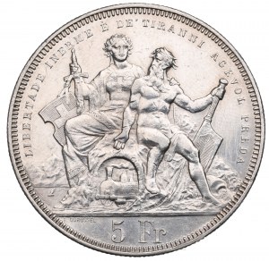 Suisse, 5 Francs 1883 - Festival de tir de Lugano