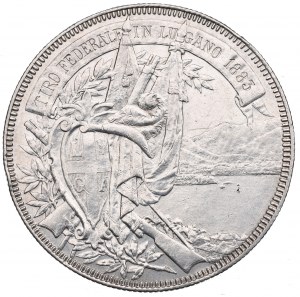Švýcarsko, 5 franků 1883 - Luganská střelecká slavnost