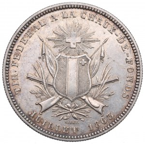 Suisse, 5 Francs 1863 - Festival de tir de La Chaux-de-Fonds