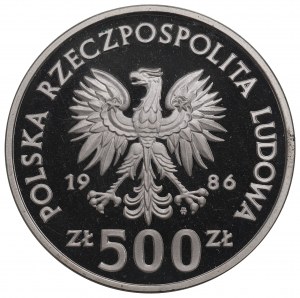 République populaire de Pologne, 500 zlotys 1986 - Hiboux