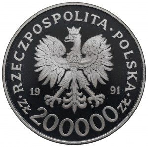 Third Republic, 200,000 zlotys 1991 Barcelona Olympics - Sample Nickel