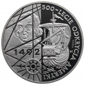 Third Republic, 200,000 zl 1992 - 500th anniversary of the discovery of America Sample Nickel
