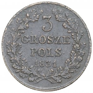 Révolte de novembre, 3 pennies 1831 - pattes d'aigle droites