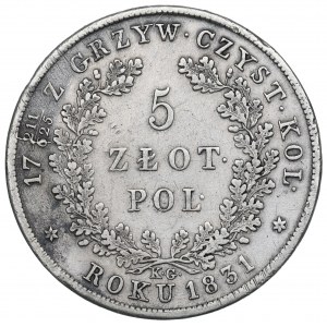 Rivolta di novembre, 5 oro 1831