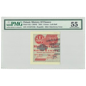 II RP, 1 penny 1924 AY left half - PMG 55