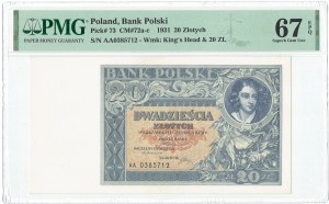 II RP, 20 Zloty 1931 AA - PMG 67 EPQ