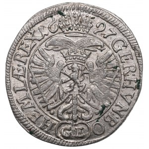 La Bohême sous la domination des Habsbourg, Léopold, 3 krajcars 1697, Prague
