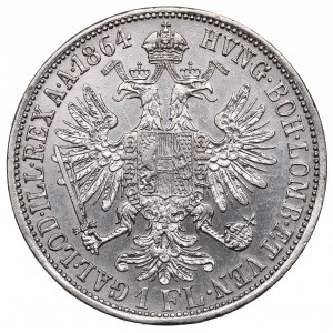 Rakousko-Uhersko, František Josef, 1 florin 1864 - RARE