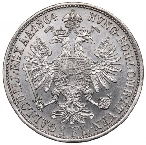 Rakúsko-Uhorsko, František Jozef, 1 florén 1864 - RARE