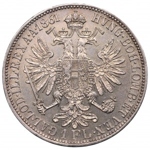 Rakúsko-Uhorsko, František Jozef, 1 florén 1861 E - RARE