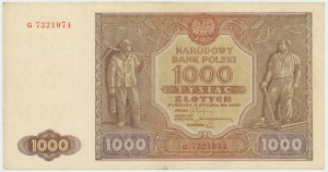 Repubblica Popolare di Polonia, 1000 zloty 1946 G