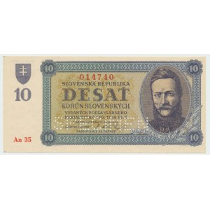 Slovaquie, 10 couronnes 1939 - spécimen