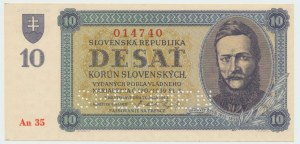 Slovaquie, 10 couronnes 1939 - spécimen