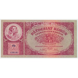 Tchécoslovaquie, 50 couronnes 1929 - spécimen