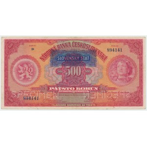 Tchécoslovaquie, 500 couronnes 1929 - spécimen