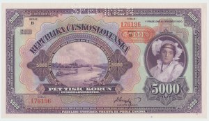 Czechosłowacja, 5.000 koron 1920 Ser. B - specimen
