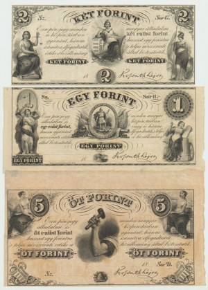 Hungary (Ministry of Finance in exile Philadelphia), Set 1-5 forint 1852