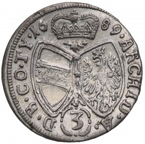 Austria, Leopold I, 3 kreuzer 1689, Hall