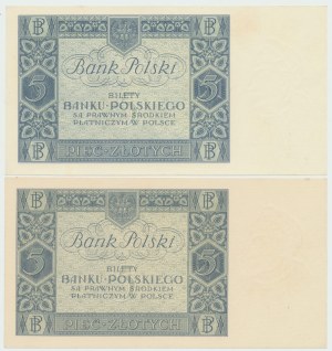 II RP, 5 złotych 1930 - zestaw dwóch egzemplarzy - serie CD i DK