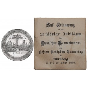 Germania, medaglia per i 25 anni dell'Associazione tedesca dei birrai 1896 - argento