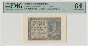 GG, 1 złotych 1941 AD - PMG 64