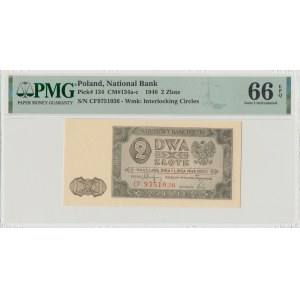 PRL, 2 zloty 1948 CF - PMG 66 EPQ