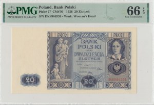 II RP, 20 złotych 1936 DK - PMG 66 EPQ