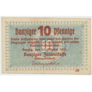 Gdaňsk, 10 fenig 1923 - 22. října