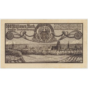 Gdaňsk, 500 miliónov mariek 1923 - sivý fialový odtlačok