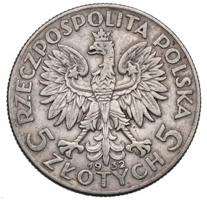 II RP, 5 złotych 1932 ZZM Głowa Kobiety