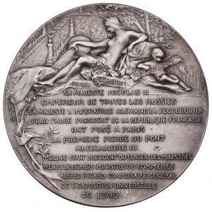 Russie, Nicolas II, Médaille pour la visite du couple impérial à l'inauguration du pont Alexandre III à Paris 1900