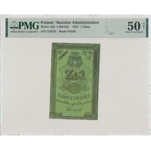 November Uprising, 1 zloty 1831 - Lubienski - PMG 50 NET