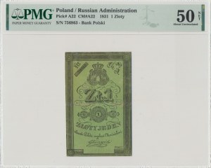 Novemberaufstand, 1 Zloty 1831 - Gluszynski - PMG 50 NET
