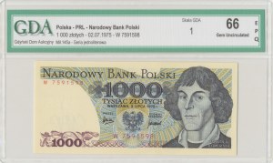 Repubblica Popolare di Polonia, 1000 oro 1975 W - GDA 66EPQ