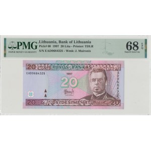 Lithuania, 20 Lithium 1997 PMG 68EPQ