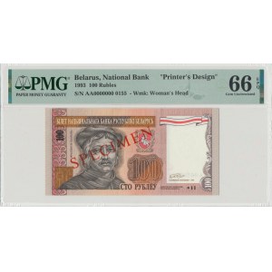 Bělorusko, sada 1-100 RUB 1993 SPECIMEN (6 výtisků)