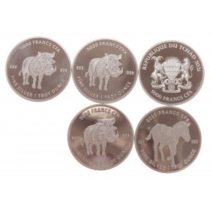 Repubblica del Ciad, serie di monete da un'oncia