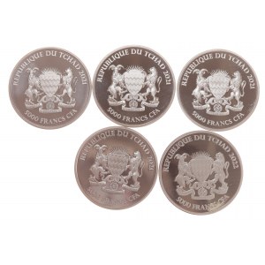 Čadská republika, sada mincí o hmotnosti jedné unce