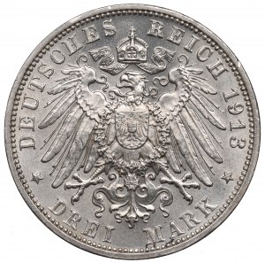 Deutschland, Sachsen, 3 Mark 1913 E - 100. Jahrestag der Völkerschlacht bei Leipzig