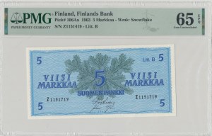 Finland, 5 markkaa 1963 - PMG 65EPQ